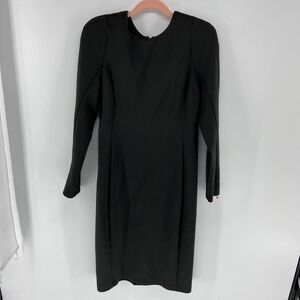 Alexia Admor Black Long Sleeve Mesh applique Back mini party Dress womens m